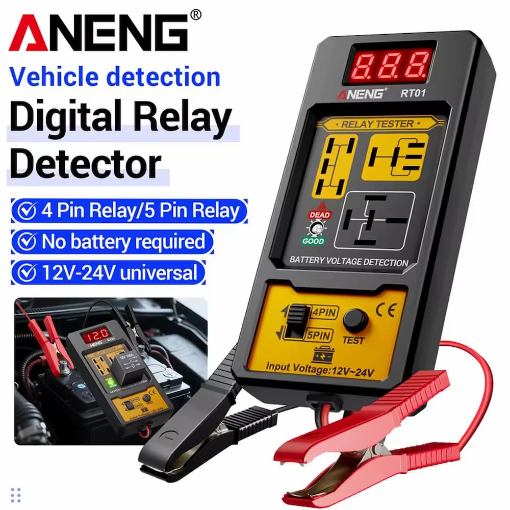 ANENG 12-24V Relay Detector RT01 Digital Universal 4/5 Pins Car Battery Vehicle Detection Digital Display Voltage Battery Tester