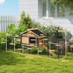 PawHut Rabbit Hutch Outdoor with Steel Run Removable Plastic Tray Natural - Image 3
