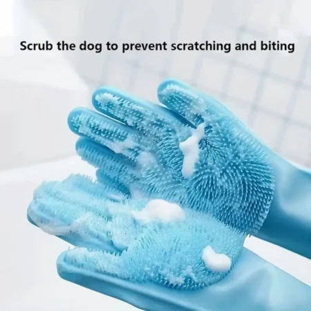 Pet Grooming Cleaning Gloves Dog Cat Bathing Shampoo Glove Scrubber Magic Dishwashing Cleanner Sponge Silicon Hair Removal Glove 9