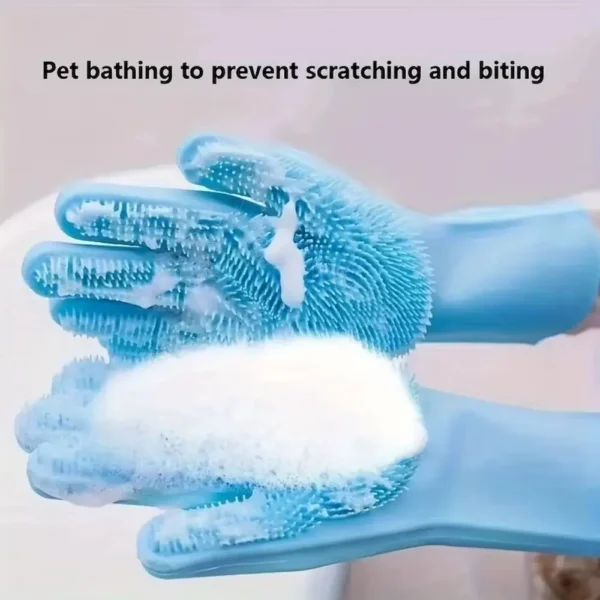 Pet Grooming Cleaning Gloves Dog Cat Bathing Shampoo Glove Scrubber Magic Dishwashing Cleanner Sponge Silicon Hair Removal Glove 9