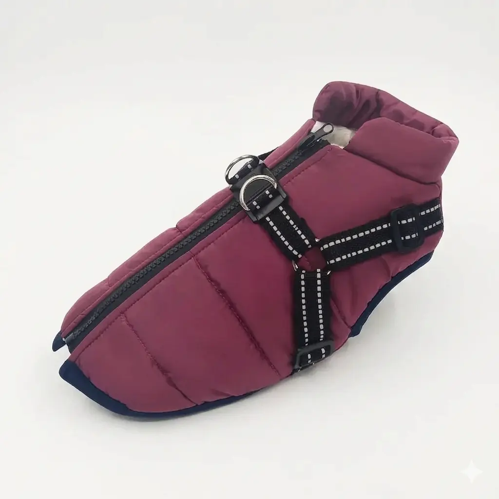 Waterproof Dog Jacket With Harness Winter Warm Dog Clothes