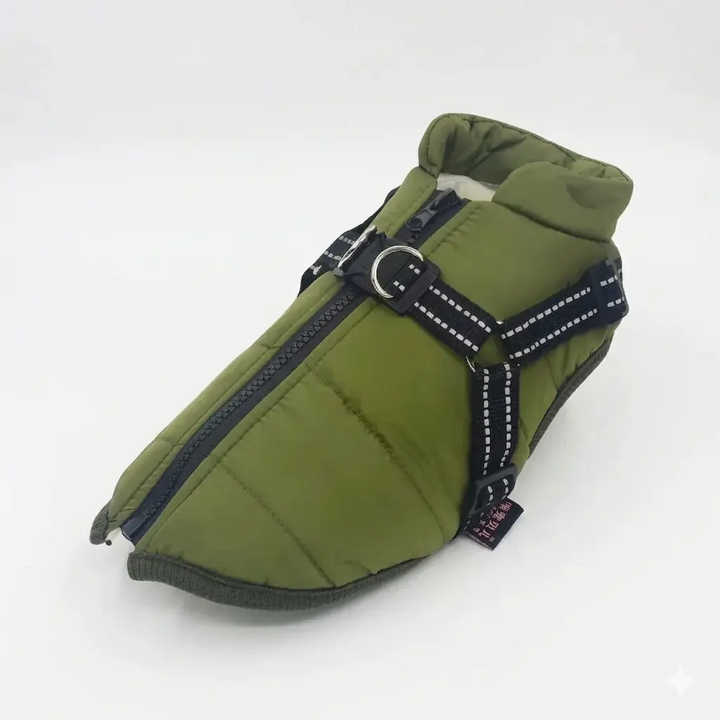 Waterproof Dog Jacket With Harness Winter Warm Dog Clothes