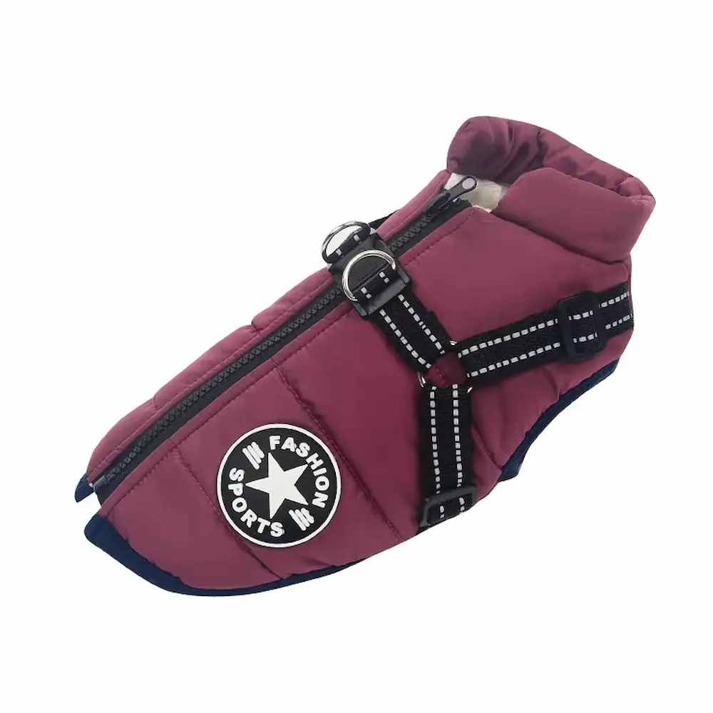 Waterproof Dog Jacket With Harness Winter Warm Dog Clothes