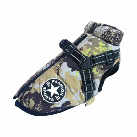 Waterproof Dog Jacket With Harness Winter Warm Dog Clothes