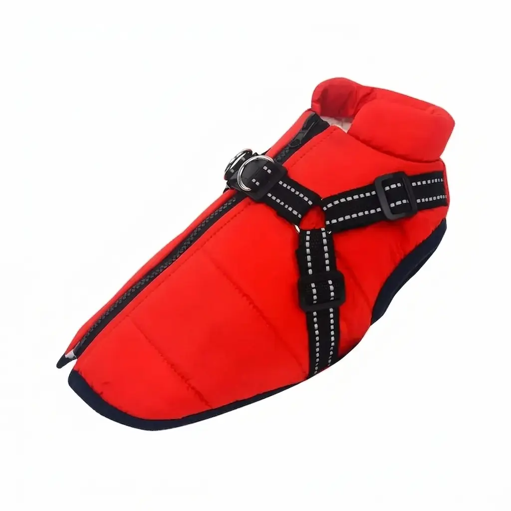 Waterproof Dog Jacket With Harness Winter Warm Dog Clothes