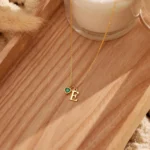 Personalised Initial Necklace with Heart Birthstone, Custom Letter Pendant Necklace, Dainty Birthstone Jewelry, Birthday Gift for Her