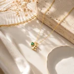 Personalised Initial Necklace with Heart Birthstone, Custom Letter Pendant Necklace, Dainty Birthstone Jewelry, Birthday Gift for Her
