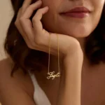 Personalised Name Necklace – 18K Gold Plated Cursive Name Pendant, Custom Jewellery Gift for Her