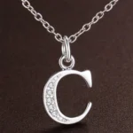 Sterling Silver Letter Necklace with Zircon