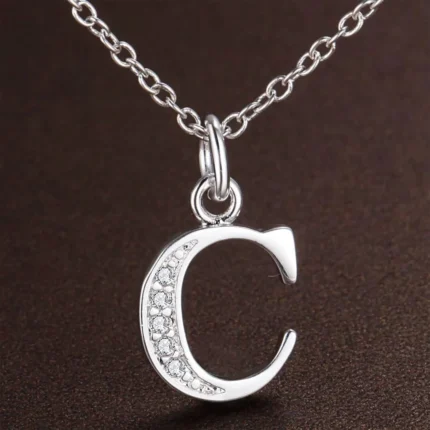 Sterling Silver Letter Necklace with Zircon