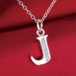 Sterling Silver Letter Necklace with Zircon