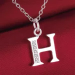 Sterling Silver Letter Necklace with Zircon