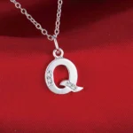 Sterling Silver Letter Necklace with Zircon