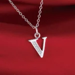 Sterling Silver Letter Necklace with Zircon