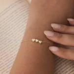 Tiny 3D Initial Heart Charm Bracelet, Custom Gold Letter Bracelet, Family Bracelet, Women Bracelet, Mothers Day Gift