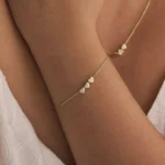 Tiny 3D Initial Heart Charm Bracelet, Custom Gold Letter Bracelet, Family Bracelet, Women Bracelet, Mothers Day Gift