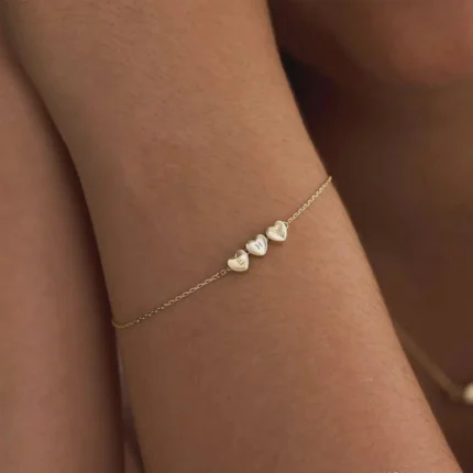 Tiny 3D Initial Heart Charm Bracelet, Custom Gold Letter Bracelet, Family Bracelet, Women Bracelet, Mothers Day Gift