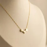 Tiny 3D Initial Heart Charm Necklace – Custom Gold Plated Letter Jewelry Gift