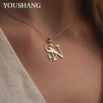 Double Initial Necklace – Personalized Couple Letter & Custom Logo Necklace - Image 4