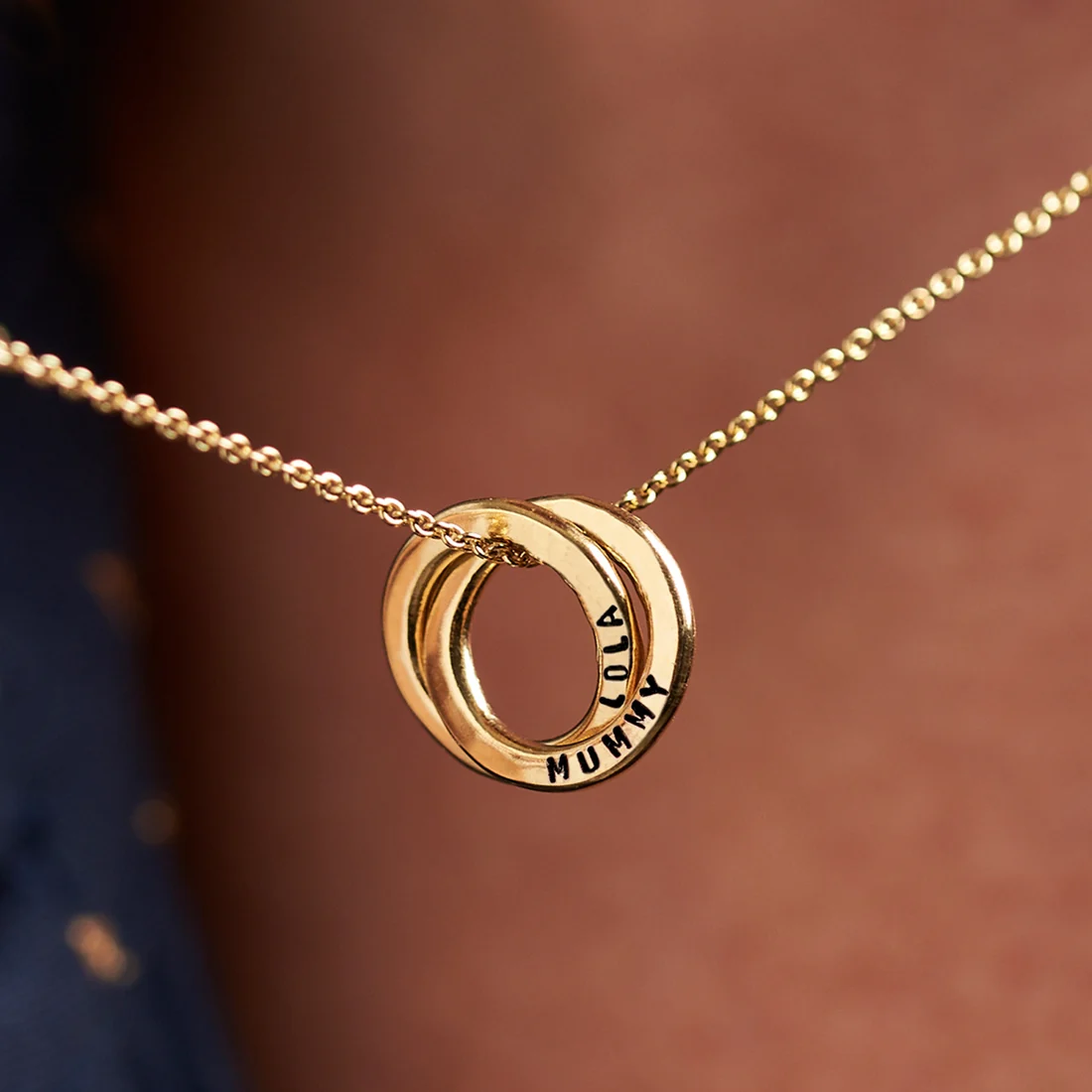 mini-two-ring-russian-small Personalized Mini Two Ring Russian Necklace - Image 1